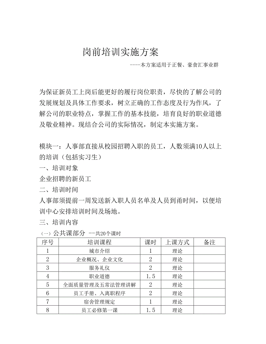 岗前培训实施方案.doc_第1页