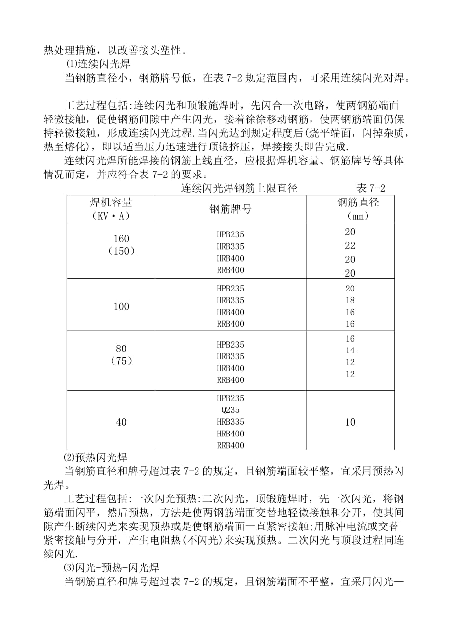 (施工工艺标准)钢筋闪光对焊焊接施工工艺标准精品_第2页