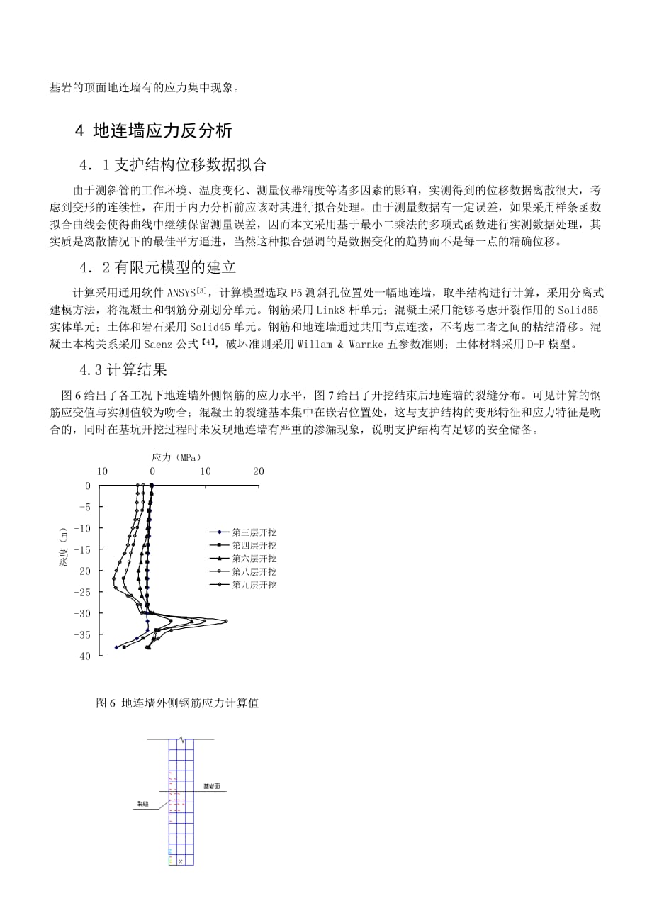 (城乡、园林规划)嵌岩深基坑支护结构施工阶段内力监测与反分doc深基坑支精品_第4页