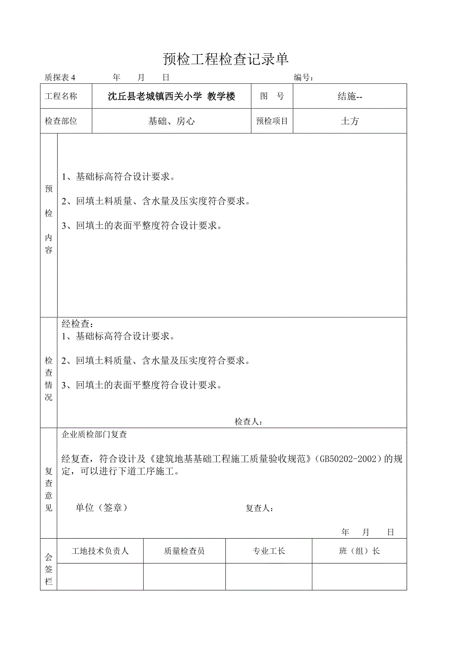 (城乡、园林规划)预检工程检查记录单精品_第2页