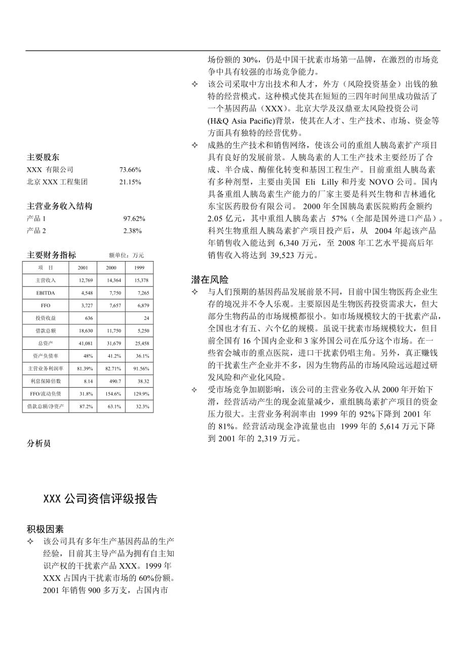 (酒类资料)某某公司企业资信评价报告精品_第1页