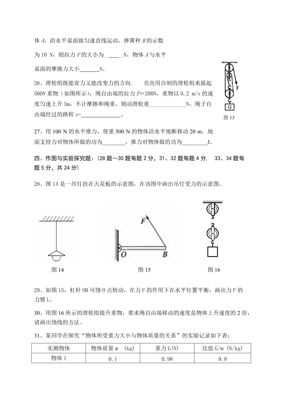 最新人教版八年级物理下册期末试题2.doc_第4页