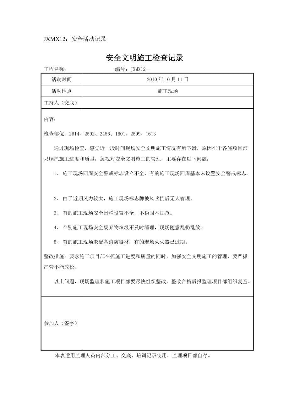 (工程安全)安全文明施工检查记录精品_第5页