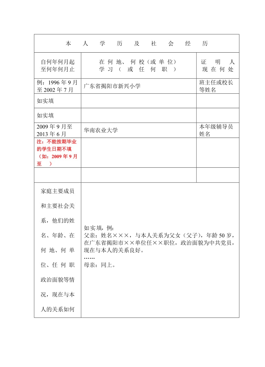 高等学校毕业生登记表填写示范(外语模板).doc_第4页
