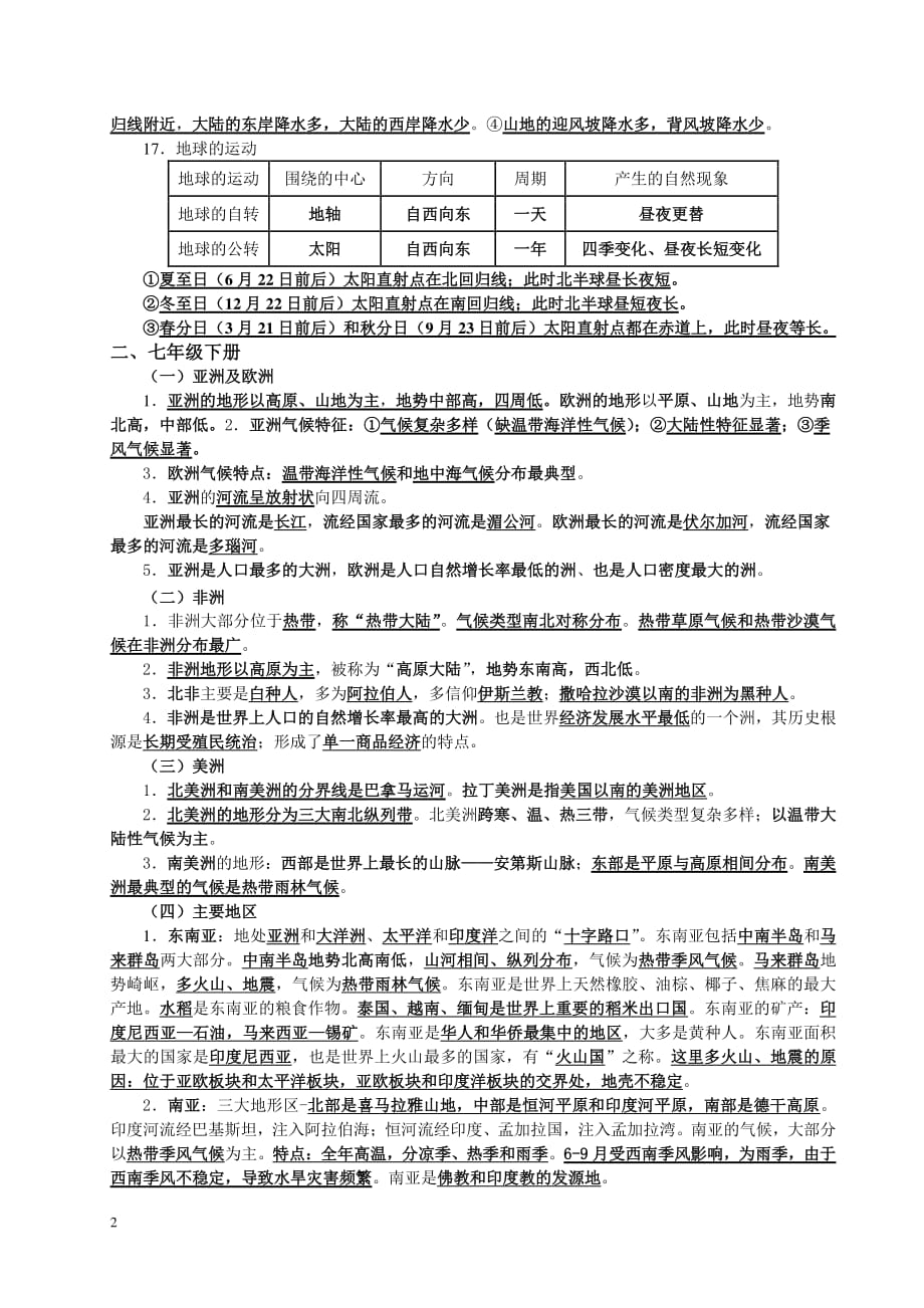 2019初中地理重点知识点_第2页