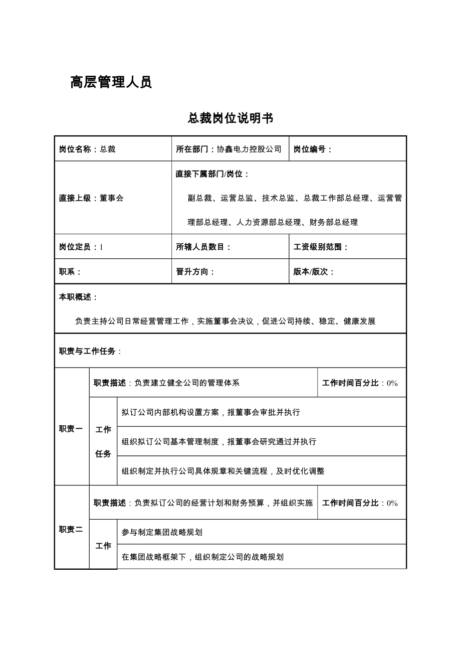 (电力行业)7协鑫电力控股公司岗位说明书终稿精品_第4页