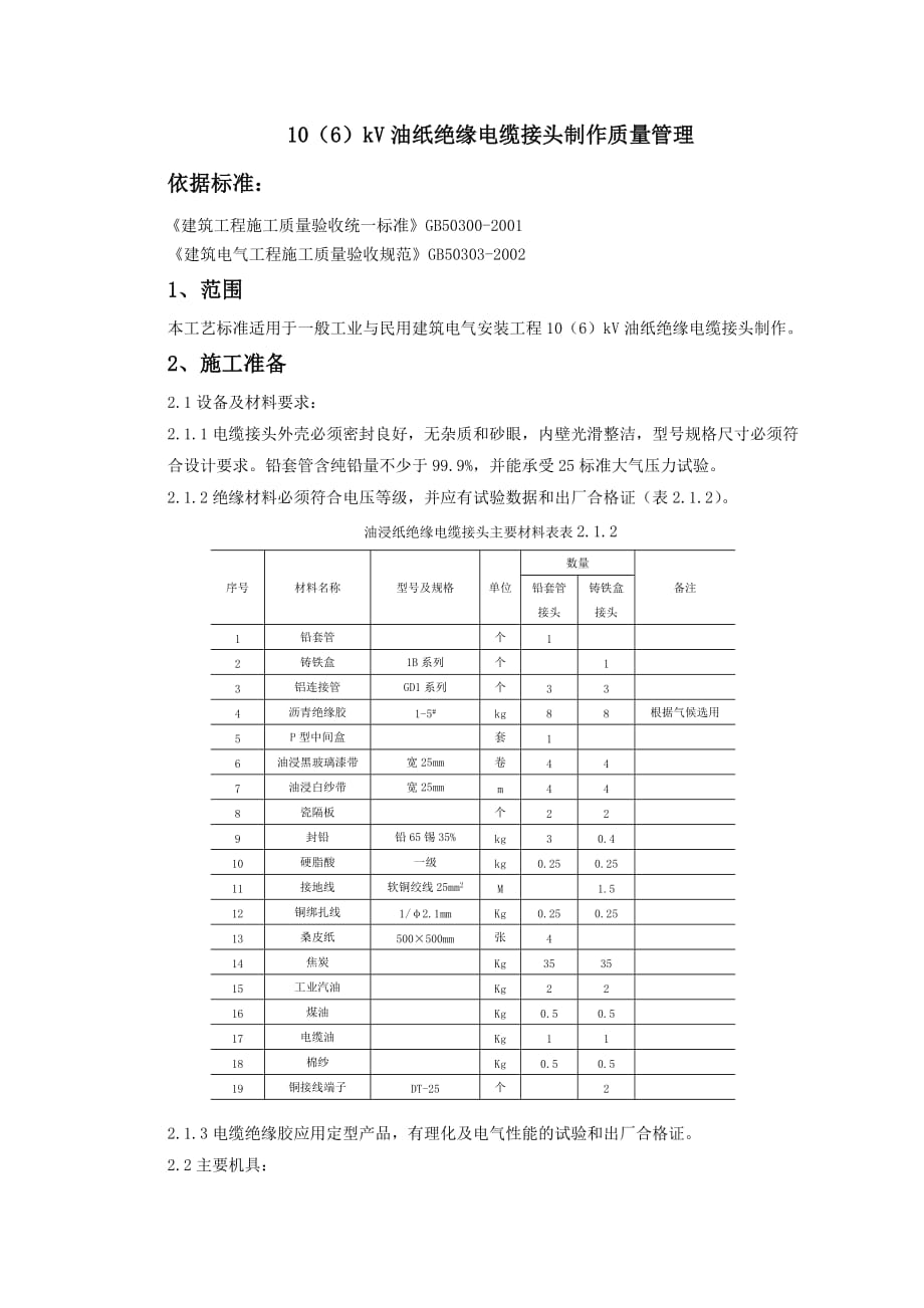 (电力行业)106)kV油纸绝缘电缆接头制作质量管理精品_第1页