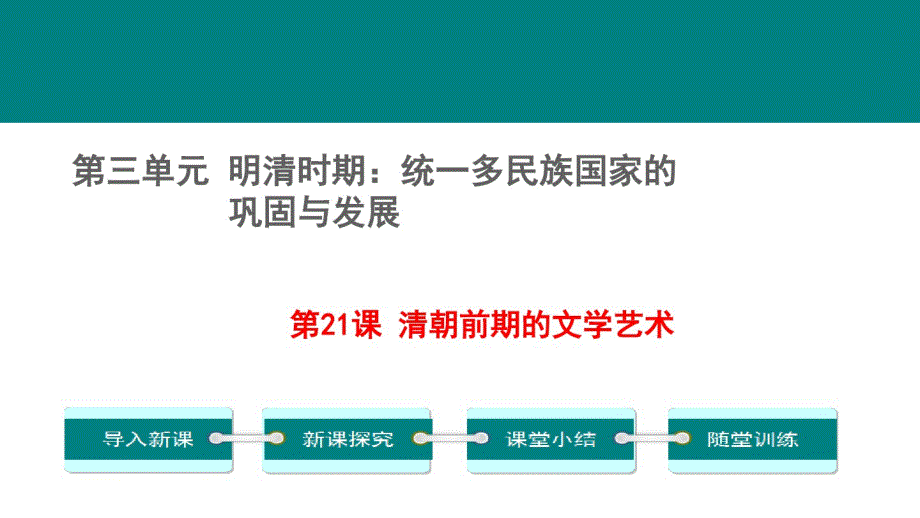 七年级历史下册《第21课清朝前期的文学艺 术》课件_第1页