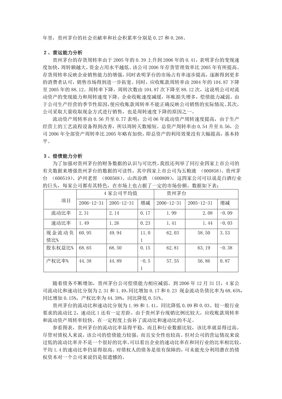 {财务管理财务分析}贵州茅台的财务综合分析和发展情况_第4页