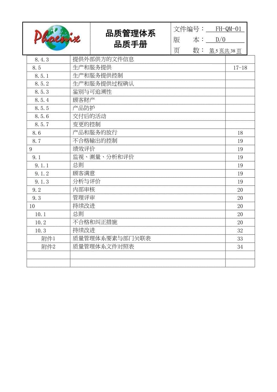 {品质管理质量手册}质量手册FHQM_第5页