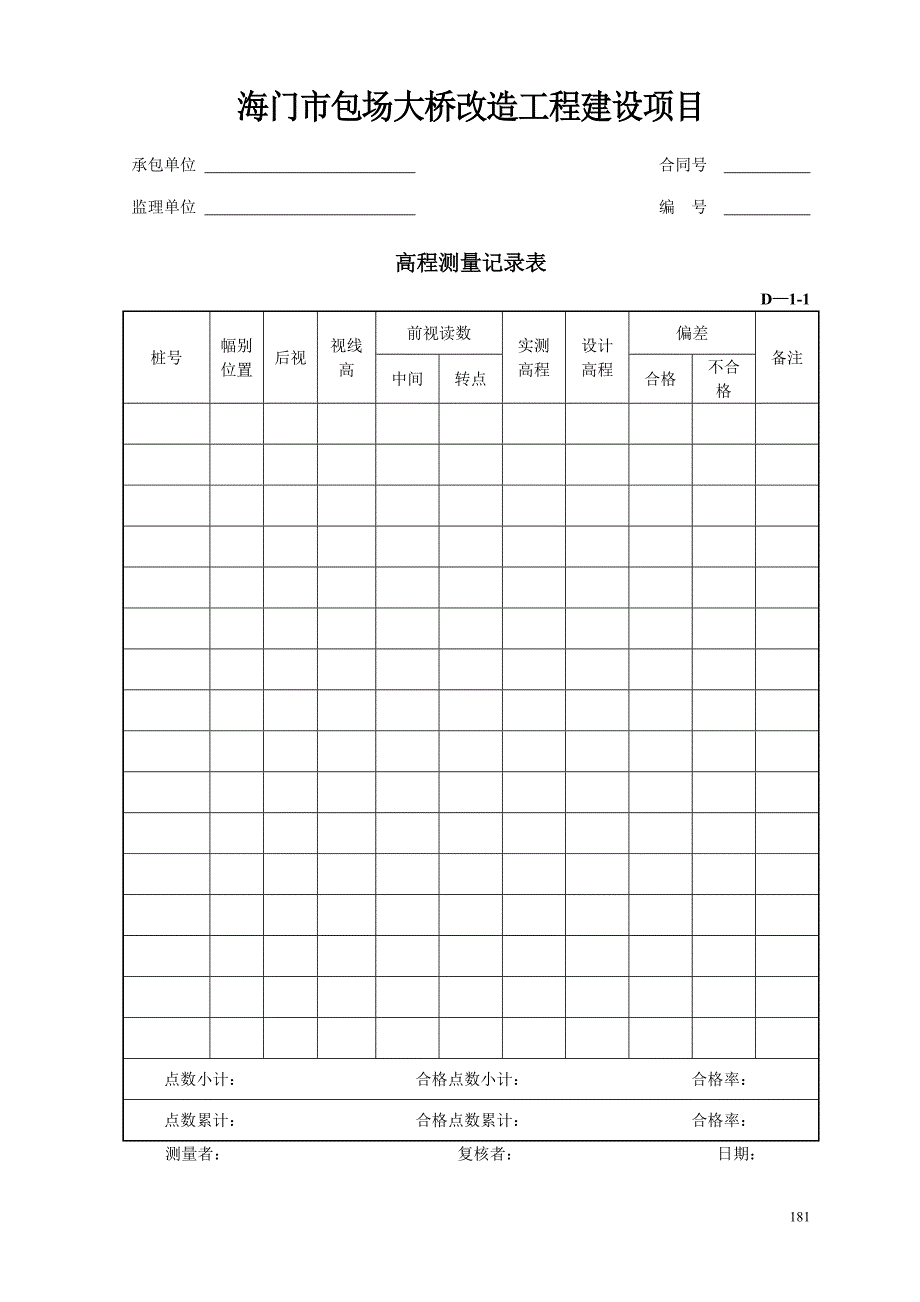 {工程建筑套表}包场大桥工程项目施工用表_第4页