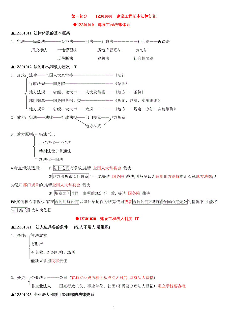 {合同法律法规}某年级建造师法律法规考点总结_第1页