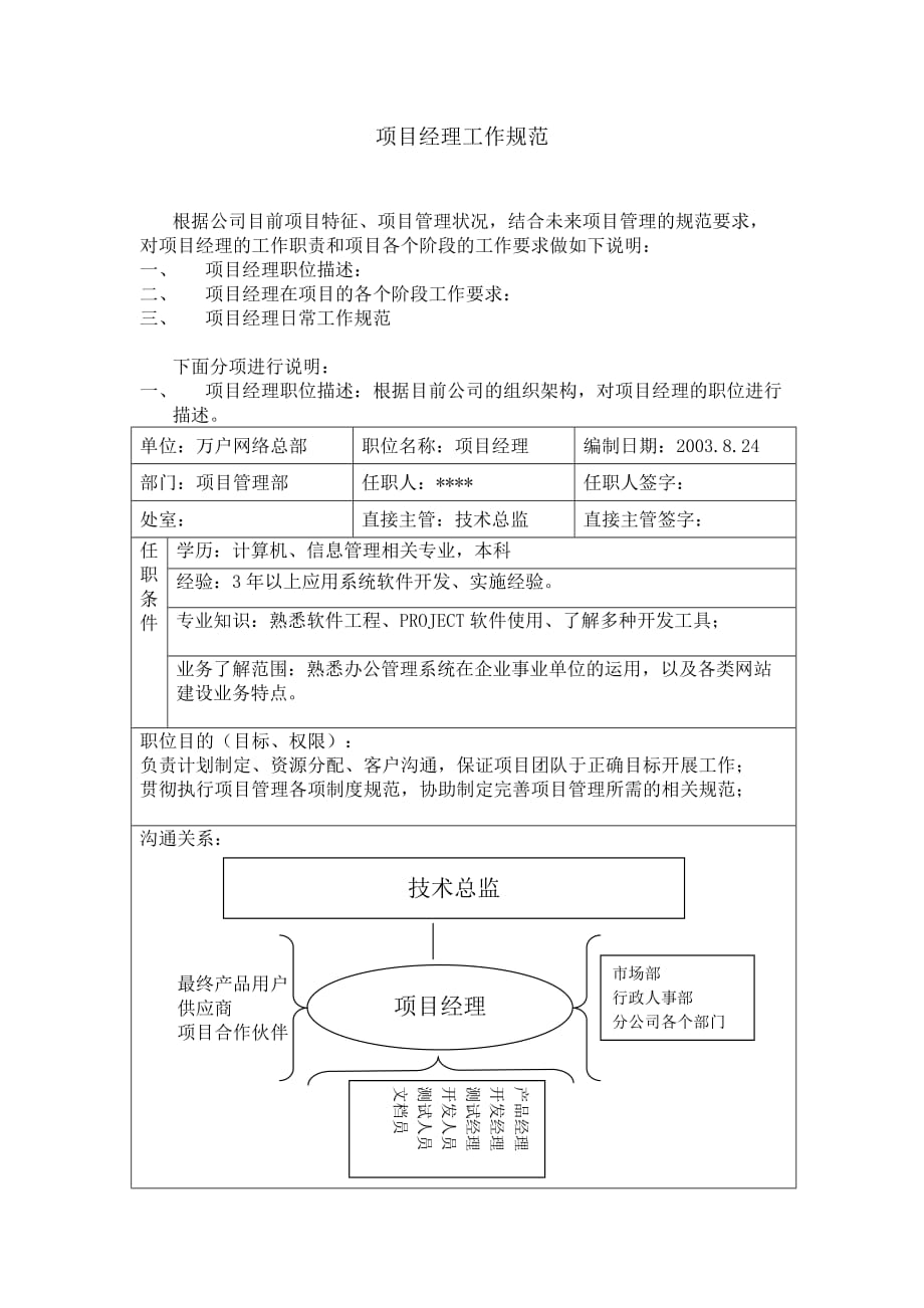 {工作规范制度}项目经理工作规范_第1页