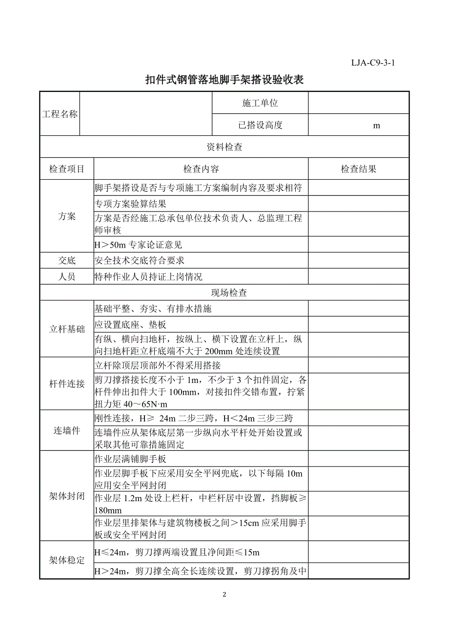 （2020年整理）脚手架验收记录.doc_第2页