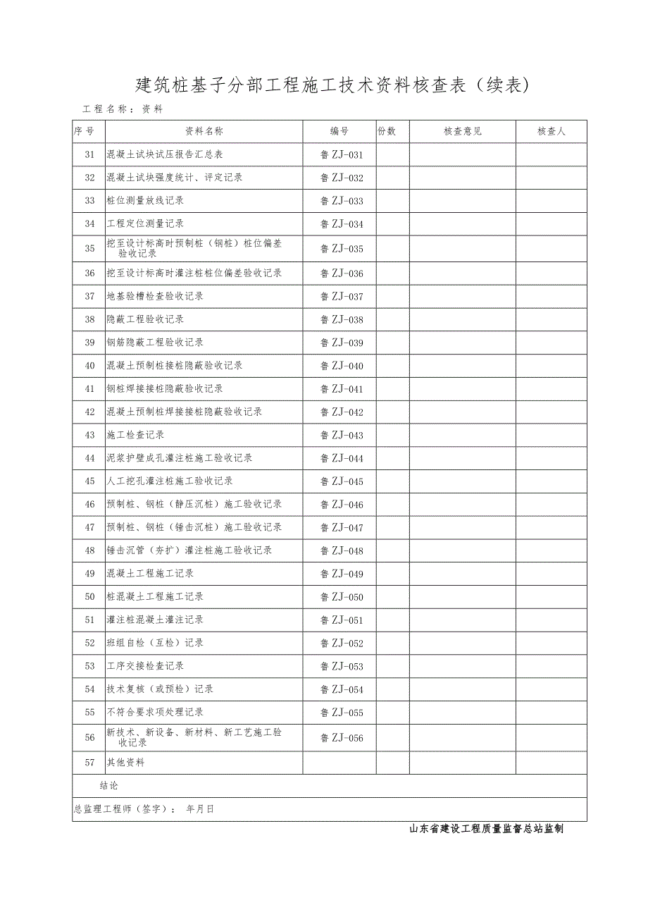 {工程建筑套表}建筑桩基子分部工程施工技术讲义核查表_第2页