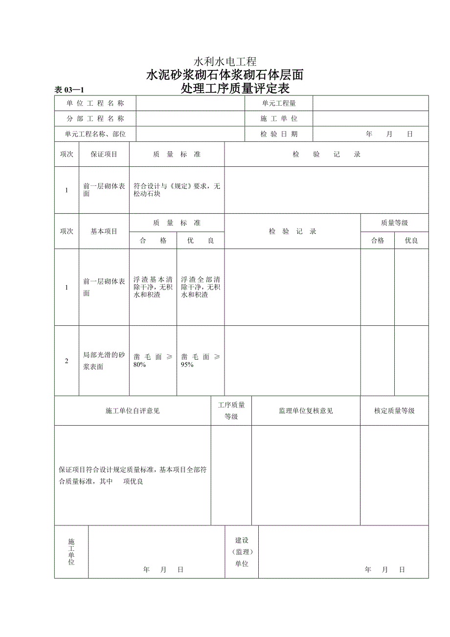 {品质管理制度表格}水利水电工程质量评定表._第3页