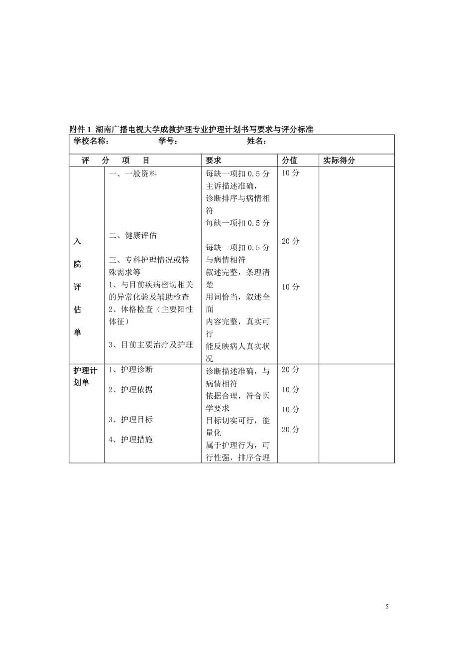 {广告传媒}湖南广播电视大学成教护理专业专科集中实践环及作_第5页