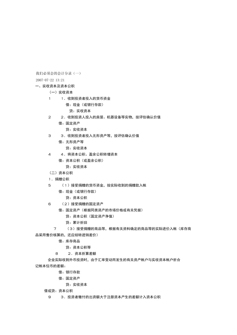 {财务管理财务会计}财务人员必须会的会计分录._第1页