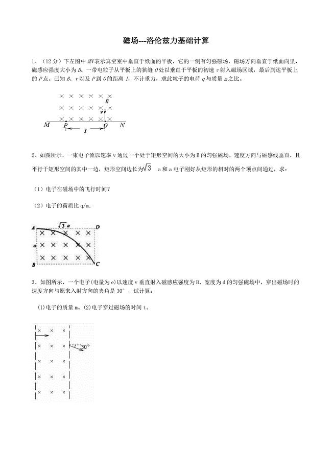 磁场---洛伦兹力基础计算