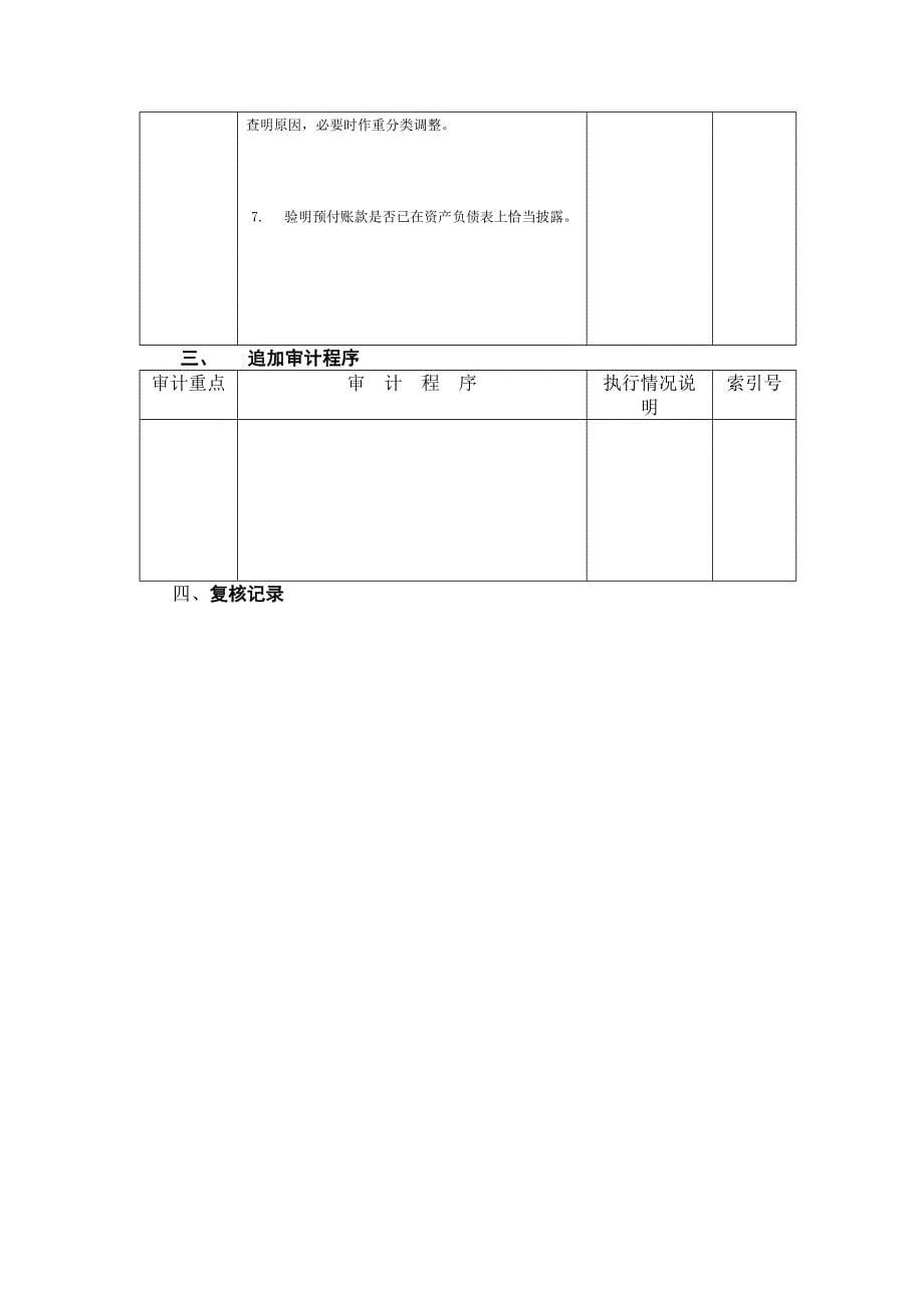 {财务管理收款付款}预付账款审计程序表应收帐款审计程序表._第5页