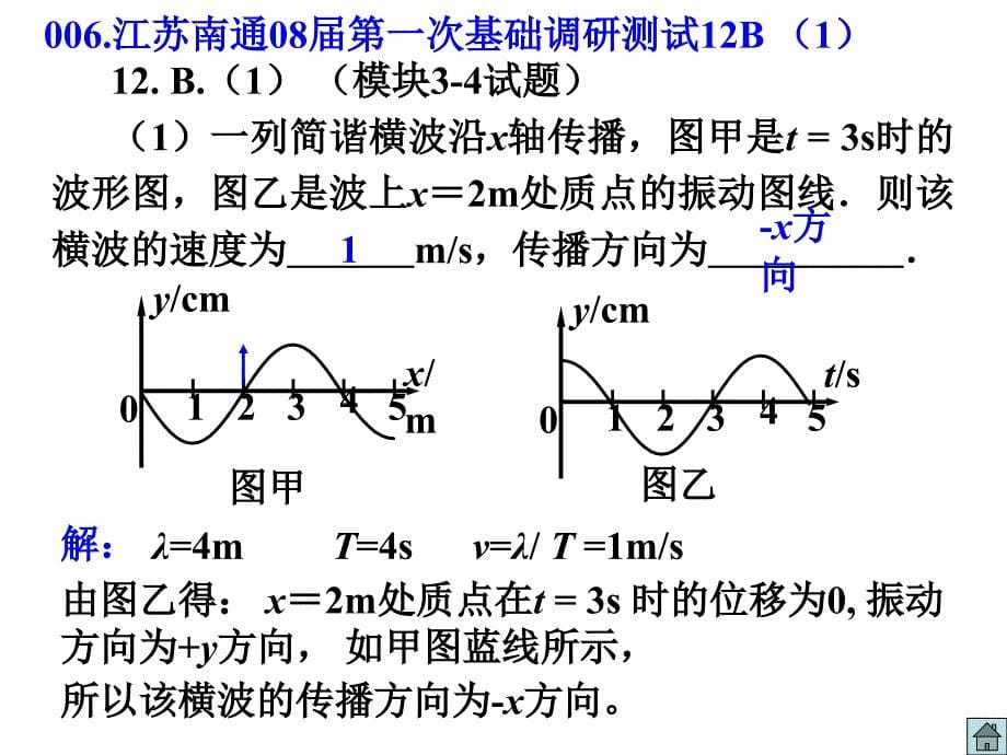 高三物理振动图像和波动图像课件_第5页