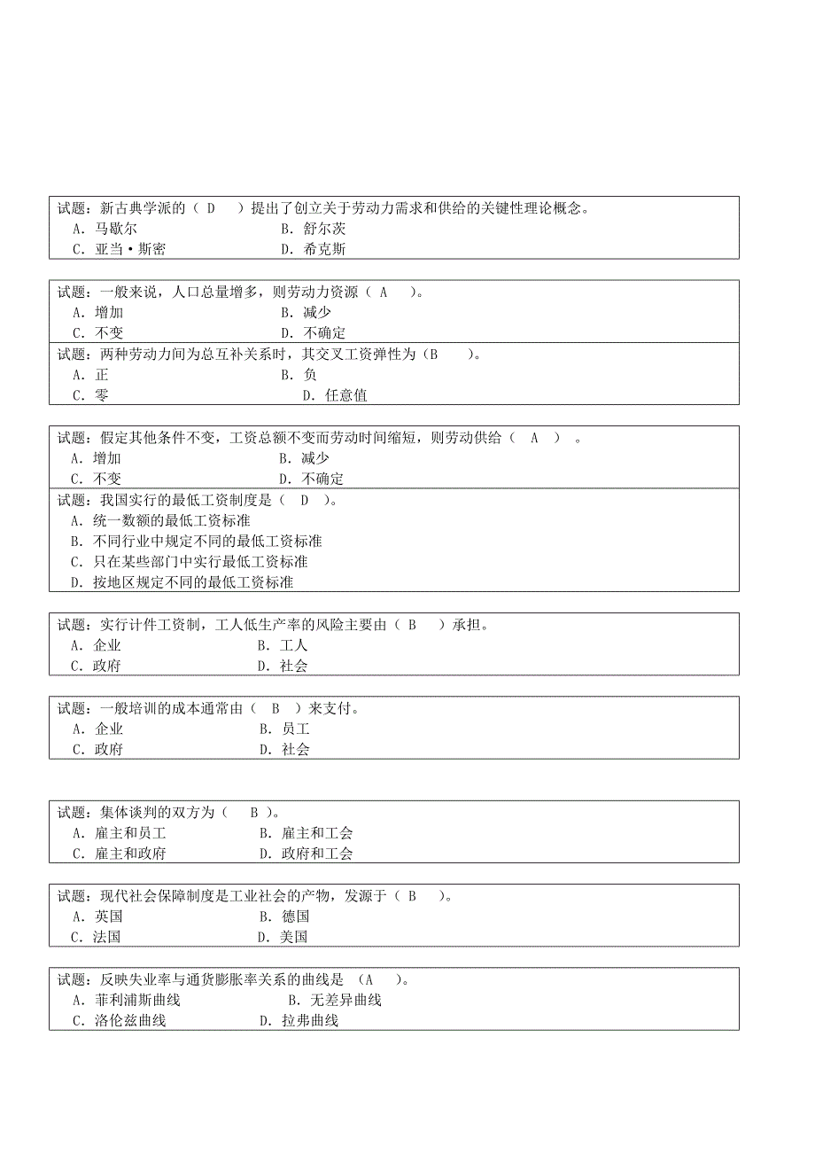 {财务管理财务知识}就业经济学题库_第1页