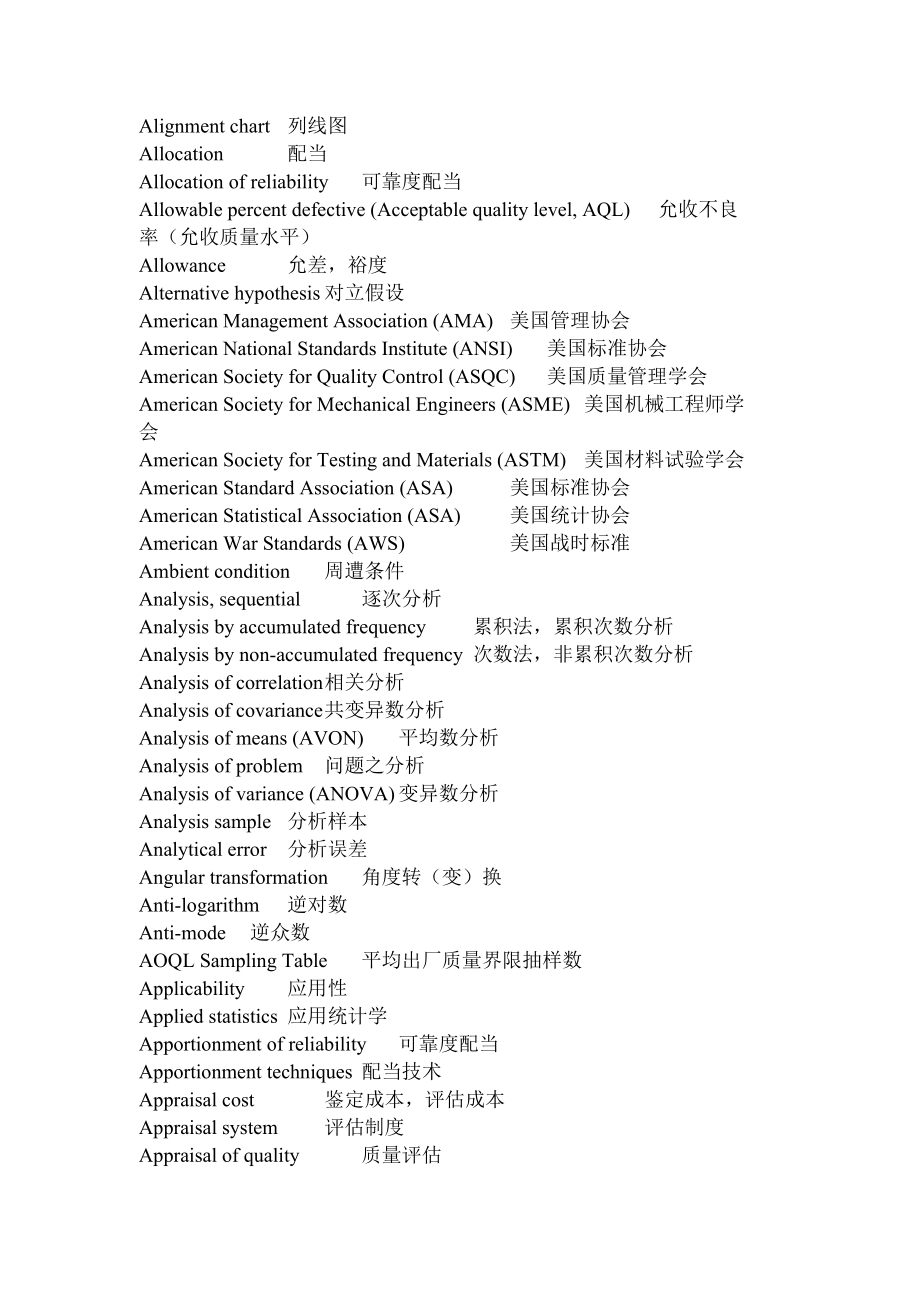 {品质管理品质知识}质量英语词汇大全中英對照._第4页