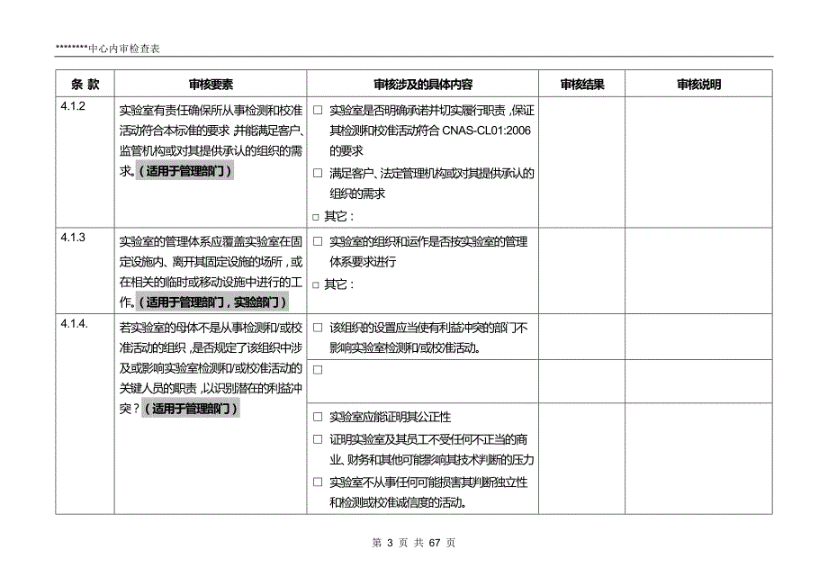 {财务管理内部审计}内审表含检查表._第3页