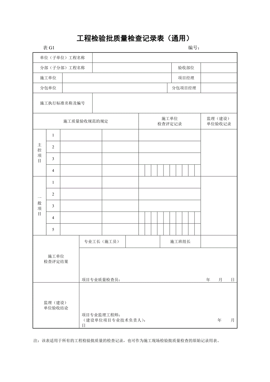 {品质管理制度表格}房建单位分部分项工程检验批质量检查记录表._第1页