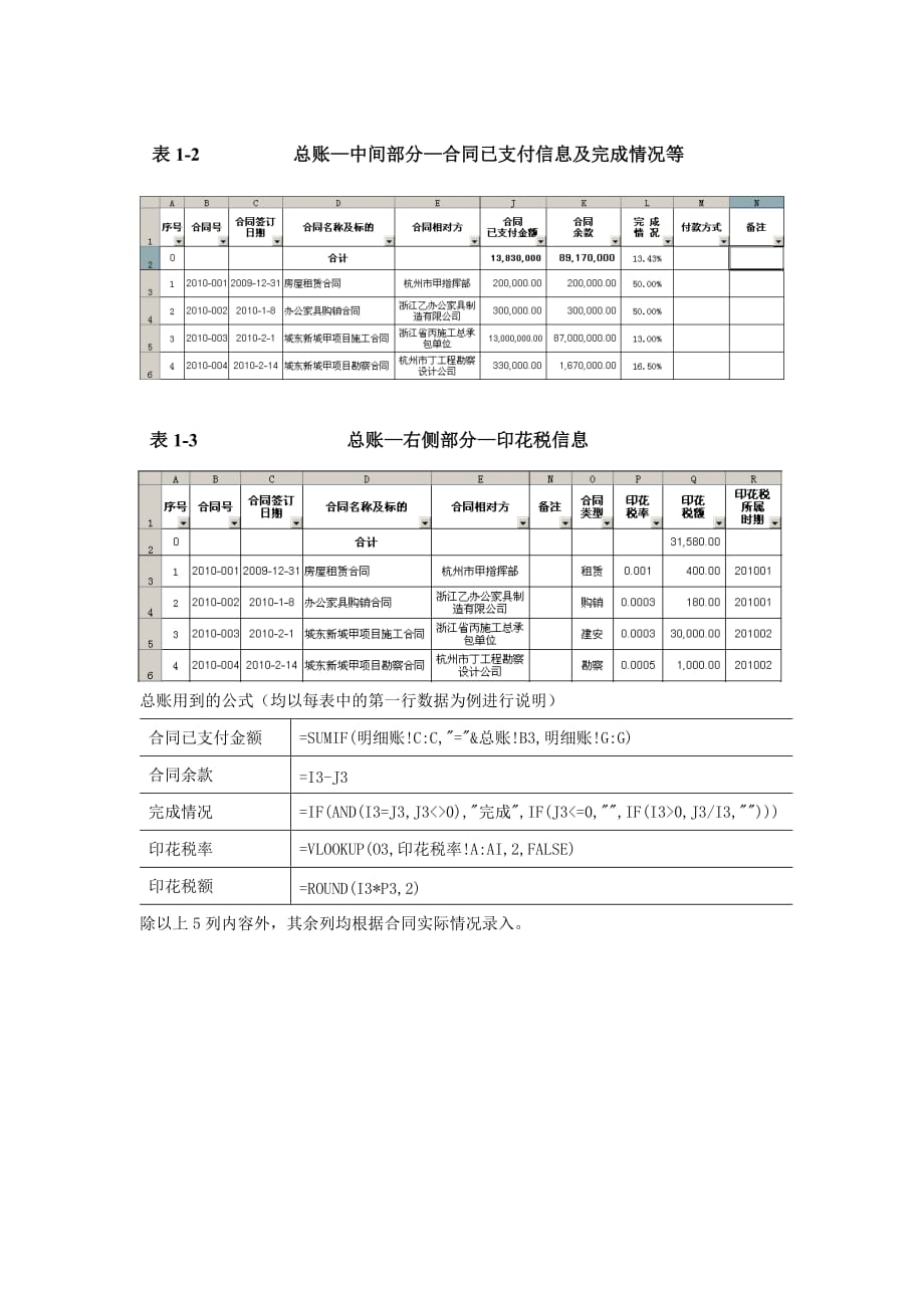 巧用EXCEL建立合同管理台帐并动态管理合同[6页]_第3页