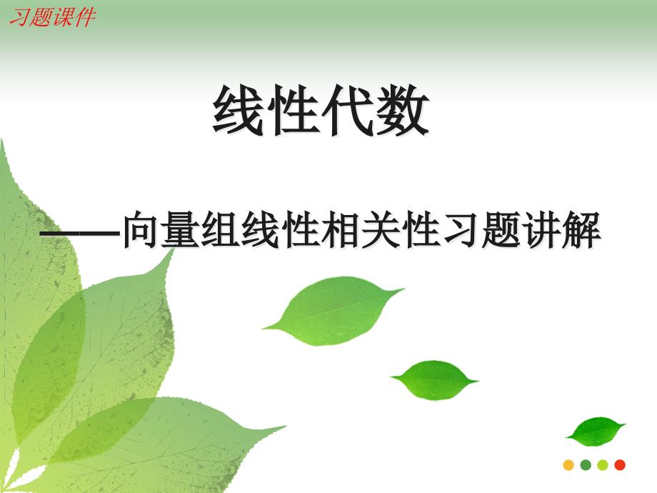 线性代数向量组的线性相关性习题课.ppt_第1页