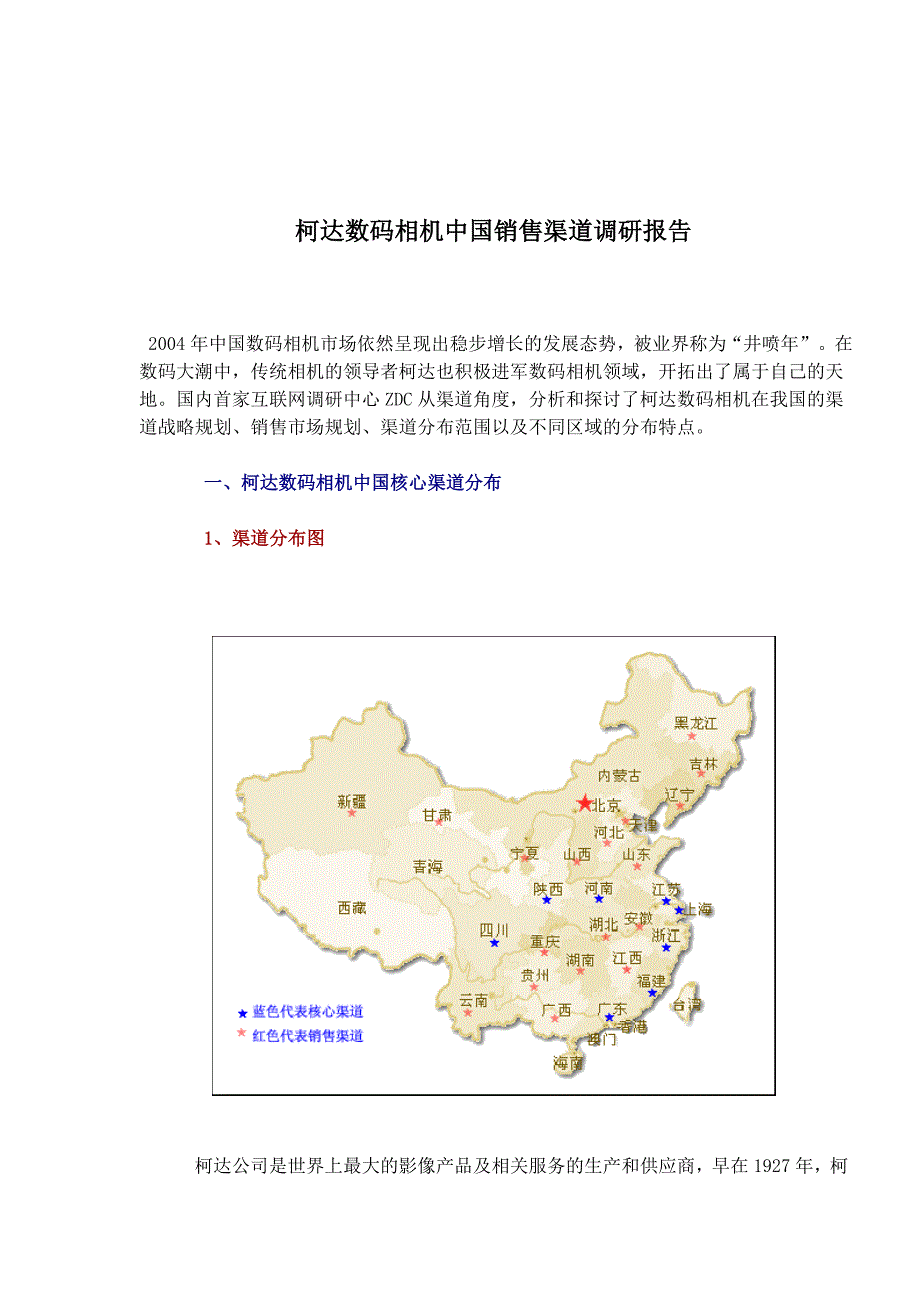 {营销报告}某品牌数码相机中国销售渠道调研报告_第1页