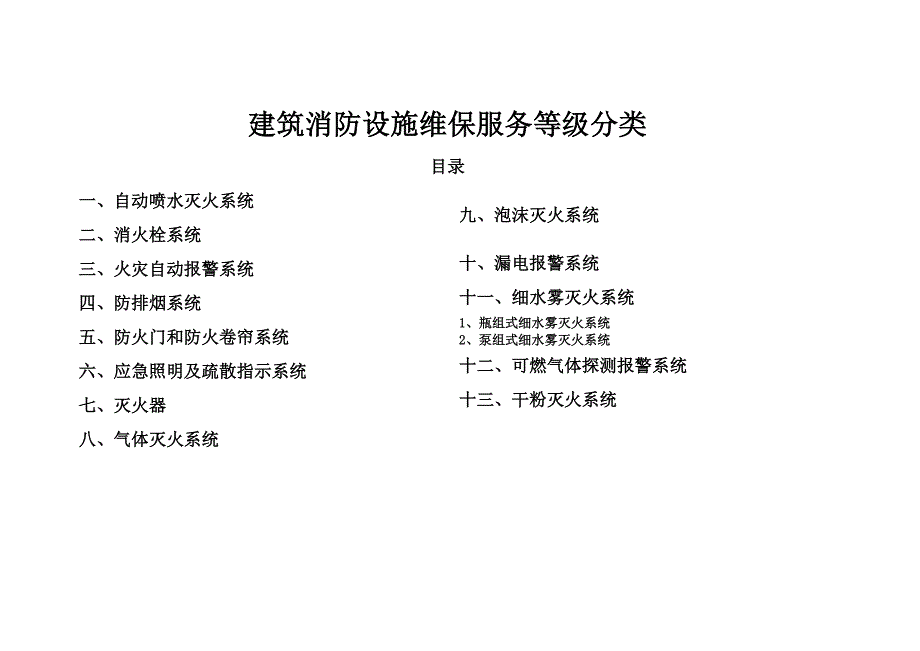 {售后服务}建筑消防设施维保服务等级分类_第1页