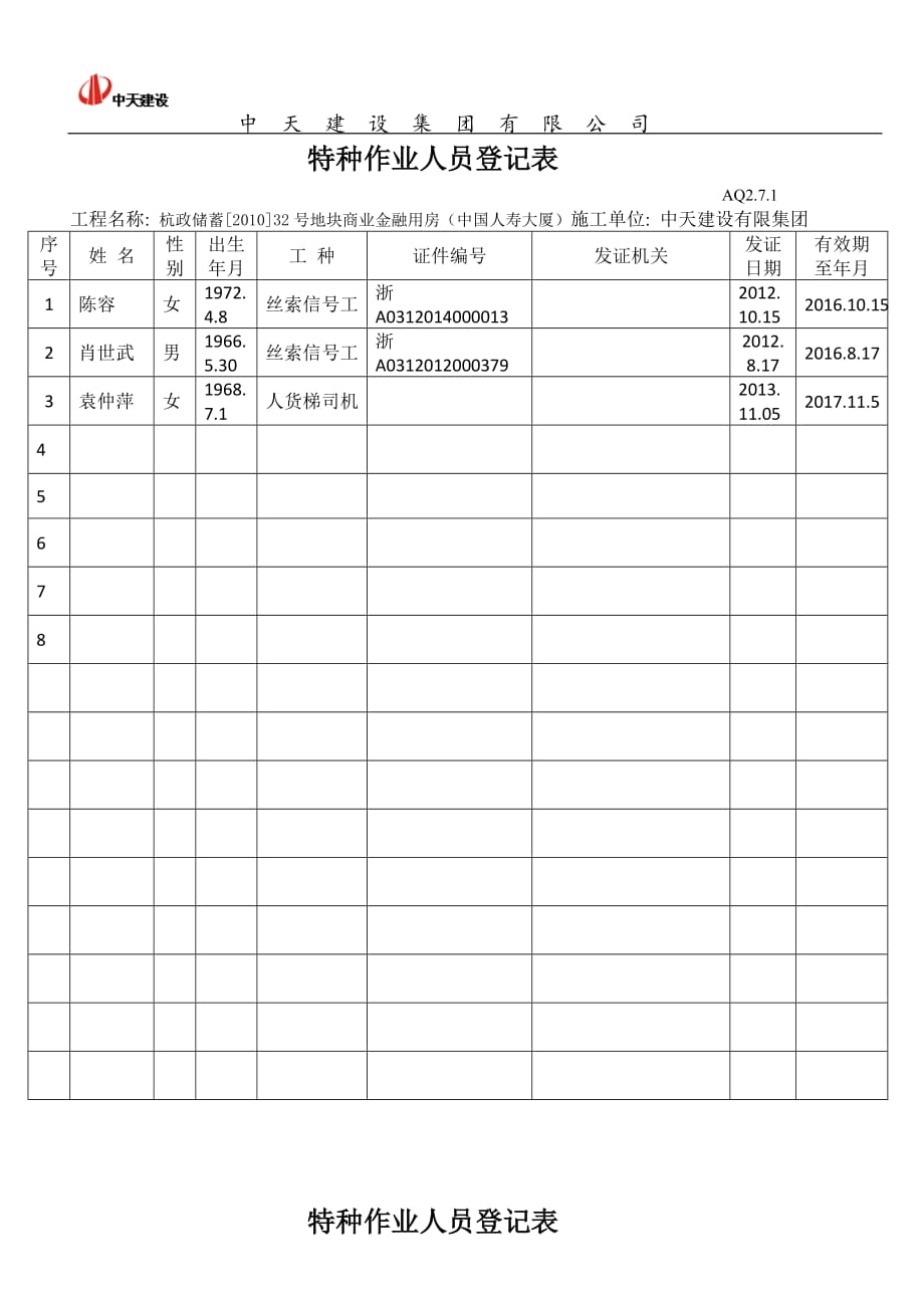 特种作业人员登记表[共5页]_第1页