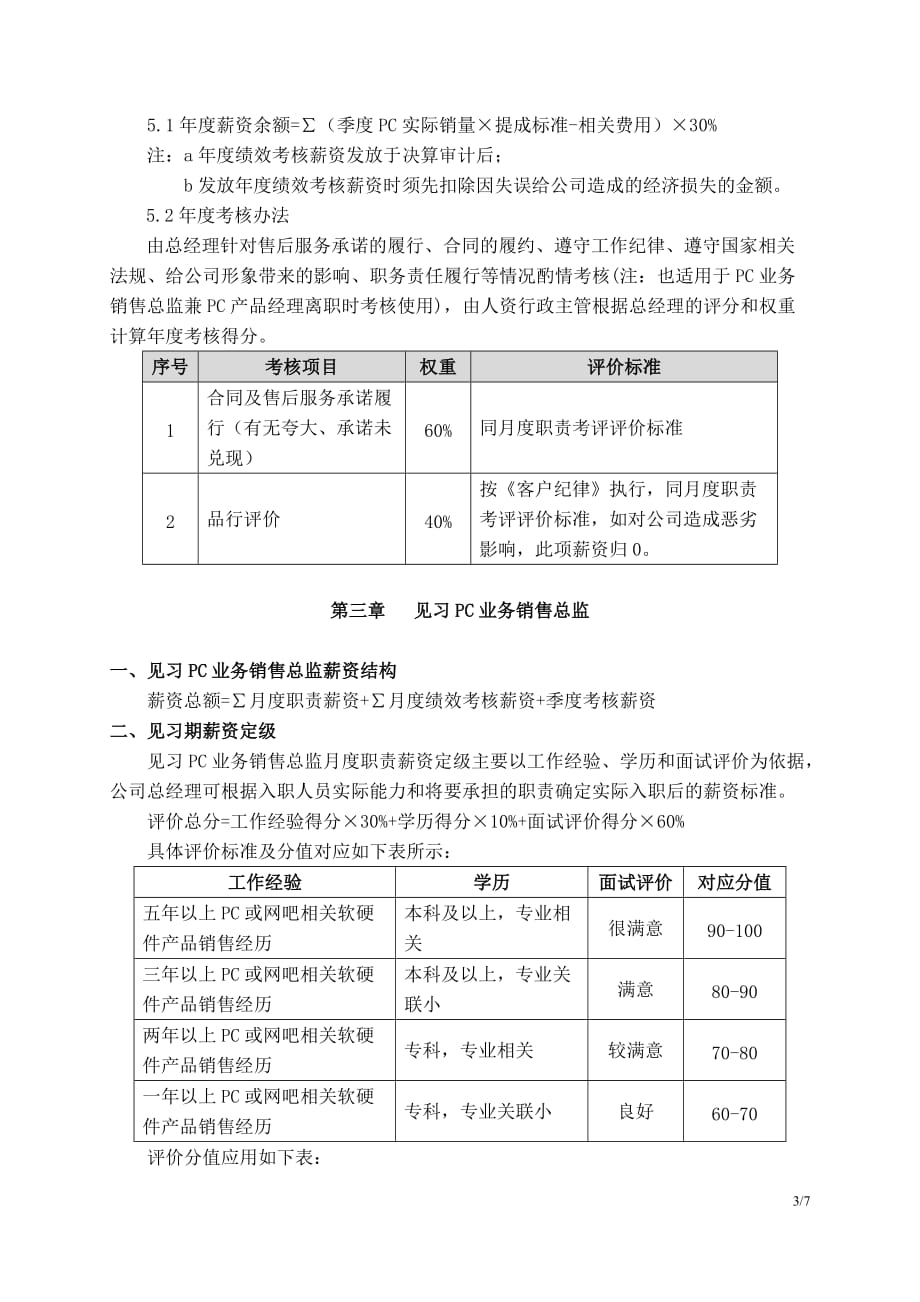 {营销方案}网苑公司业务销售总监岗位薪酬及考核方案_第3页