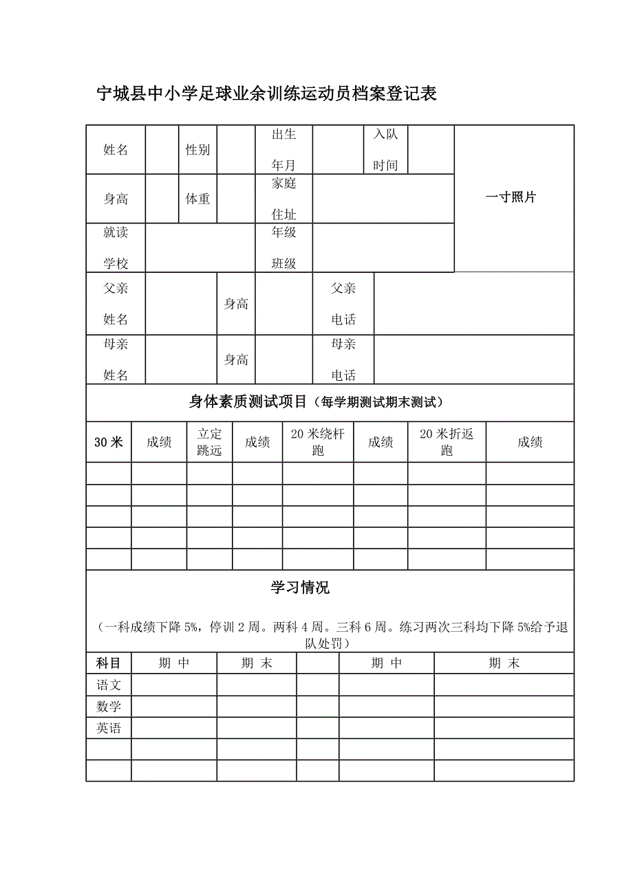 {档案管理}足球运动员档案._第1页