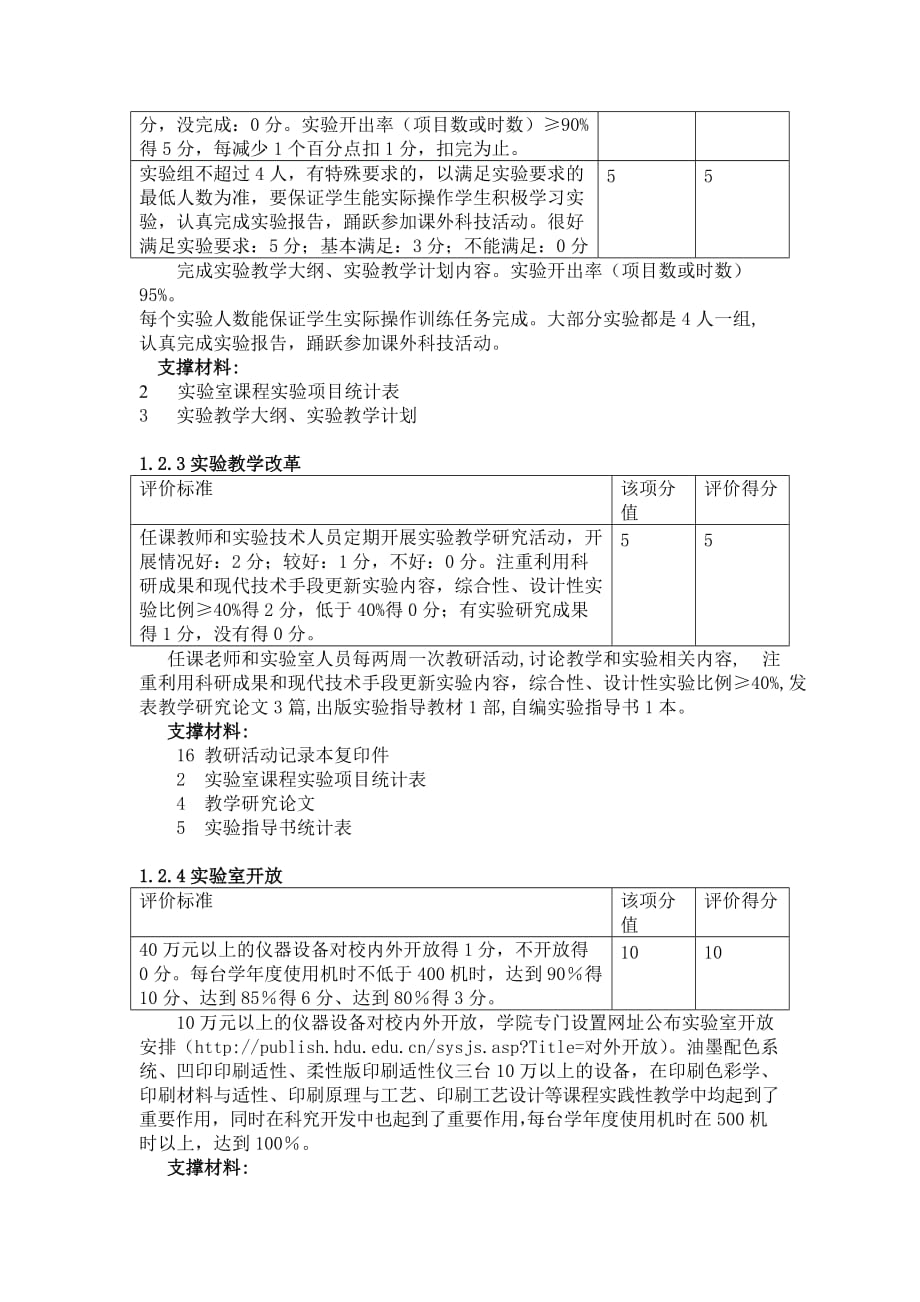 绩效管理表格模板附件现代印刷技术实验中心绩效评价分表说明及支撑材料精品_第2页