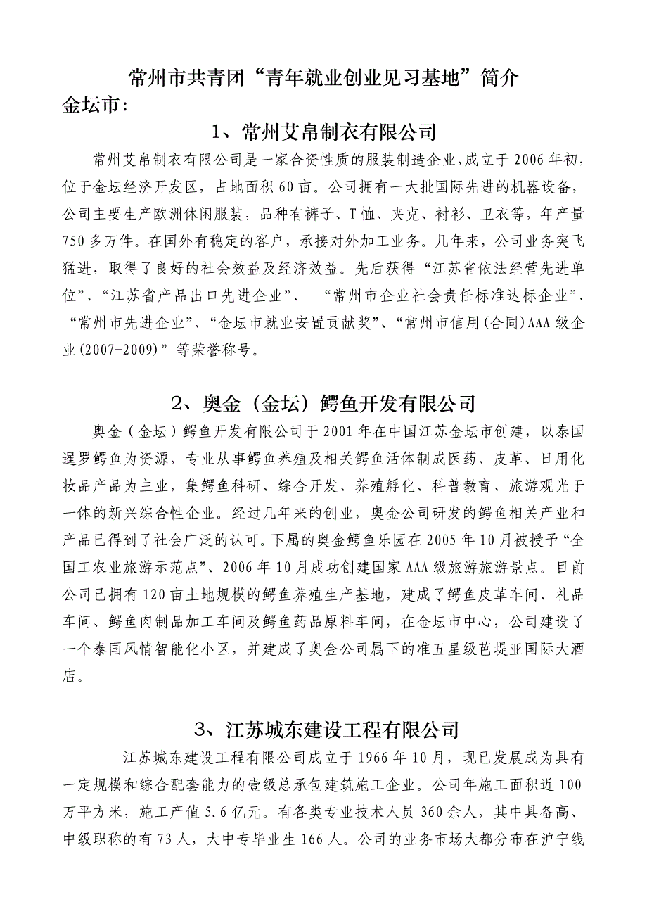 创业指南常州市共青团青年就业创业见习基地简介金坛市常州精品_第1页