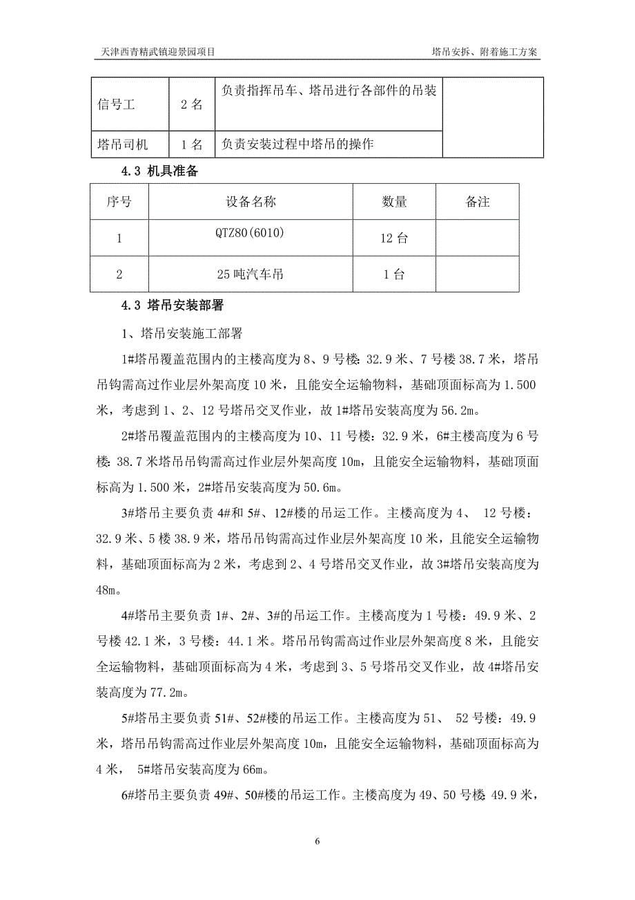 企业通用培训塔吊安拆附着施工方案讲义_第5页