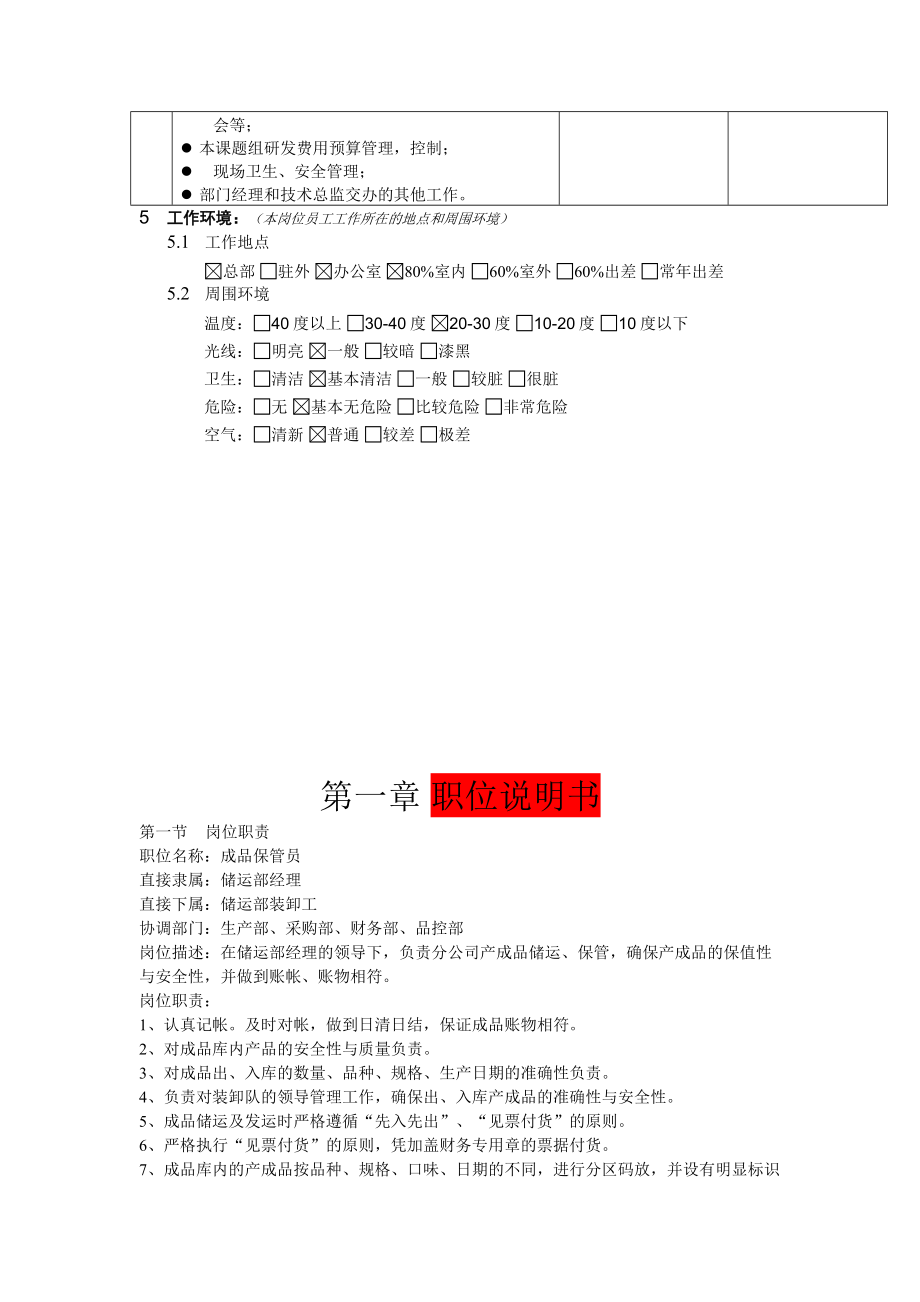 人力资源岗位职责食品企业岗位说明书岗位作业指导书_第4页