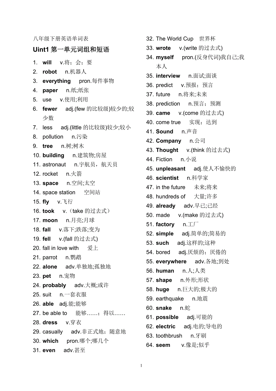 八年级下册英语单词表(人教版)（7.17）.pdf_第1页