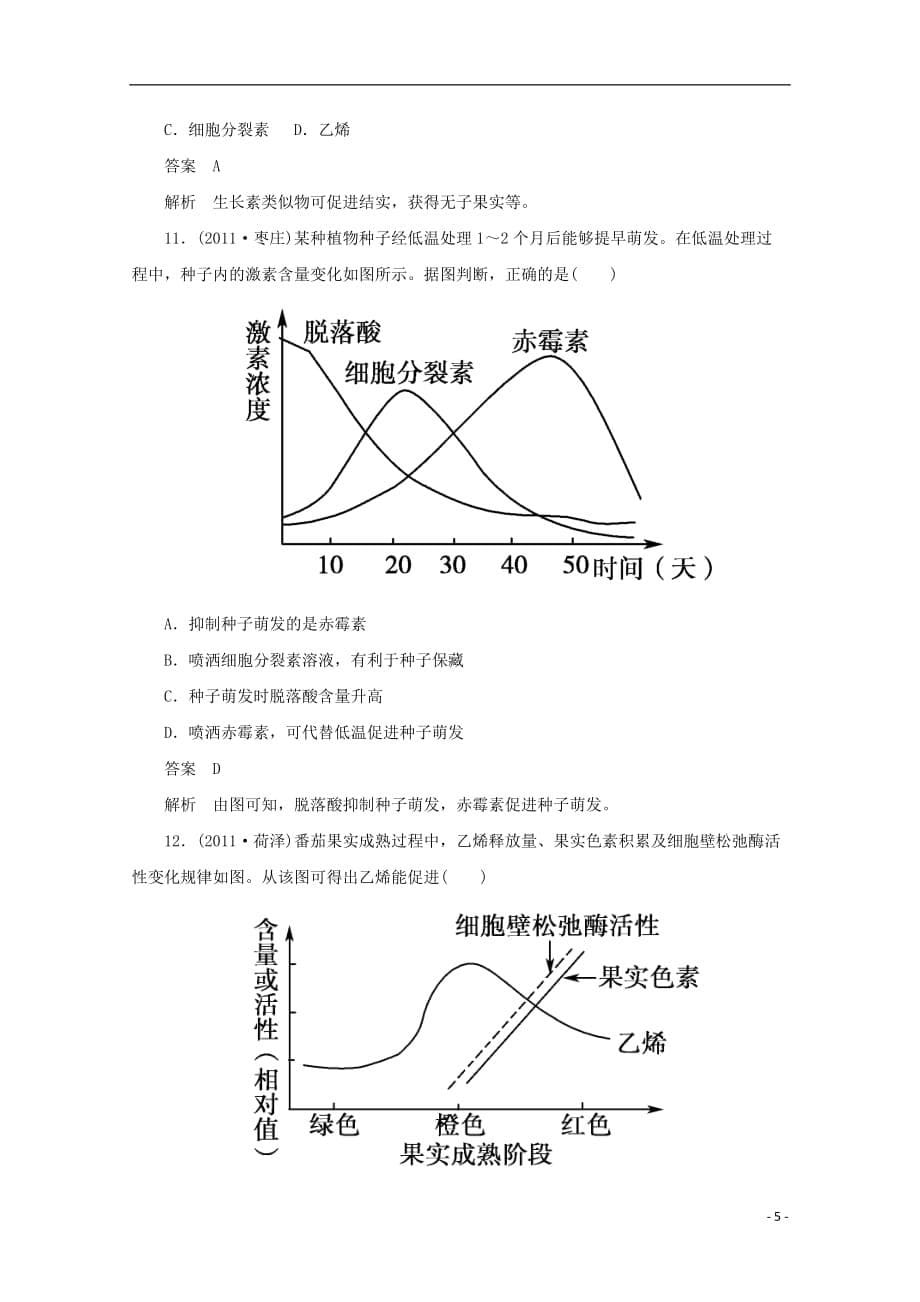 高中生物 3-2-1生长素的发现和生理作用及其他植物激素同步测试 新人教版必修3.doc_第5页