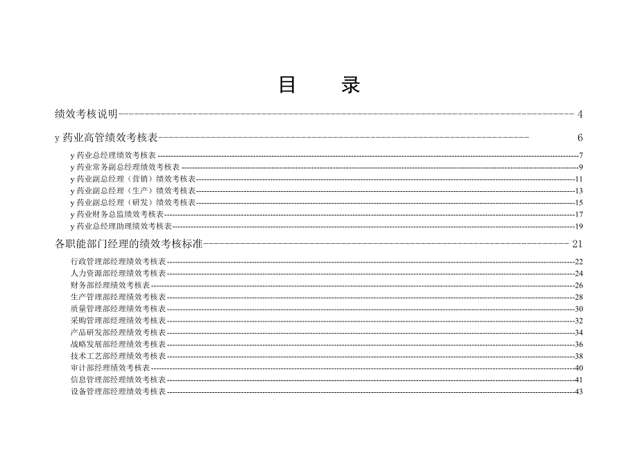 绩效管理表格药业中高级管理人员绩效考核标准表精品_第2页