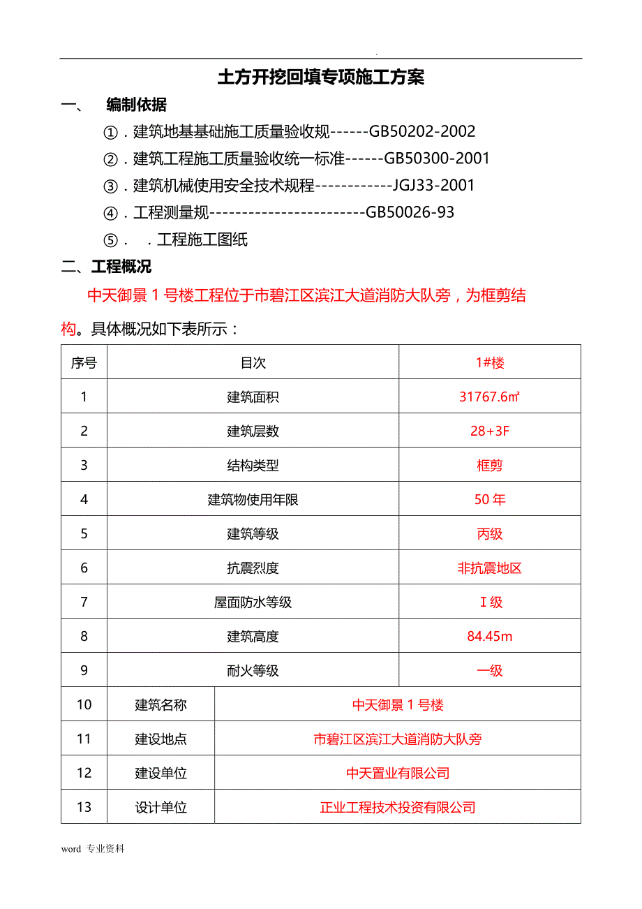 土方开挖回填专项建筑施工组织设计_第1页