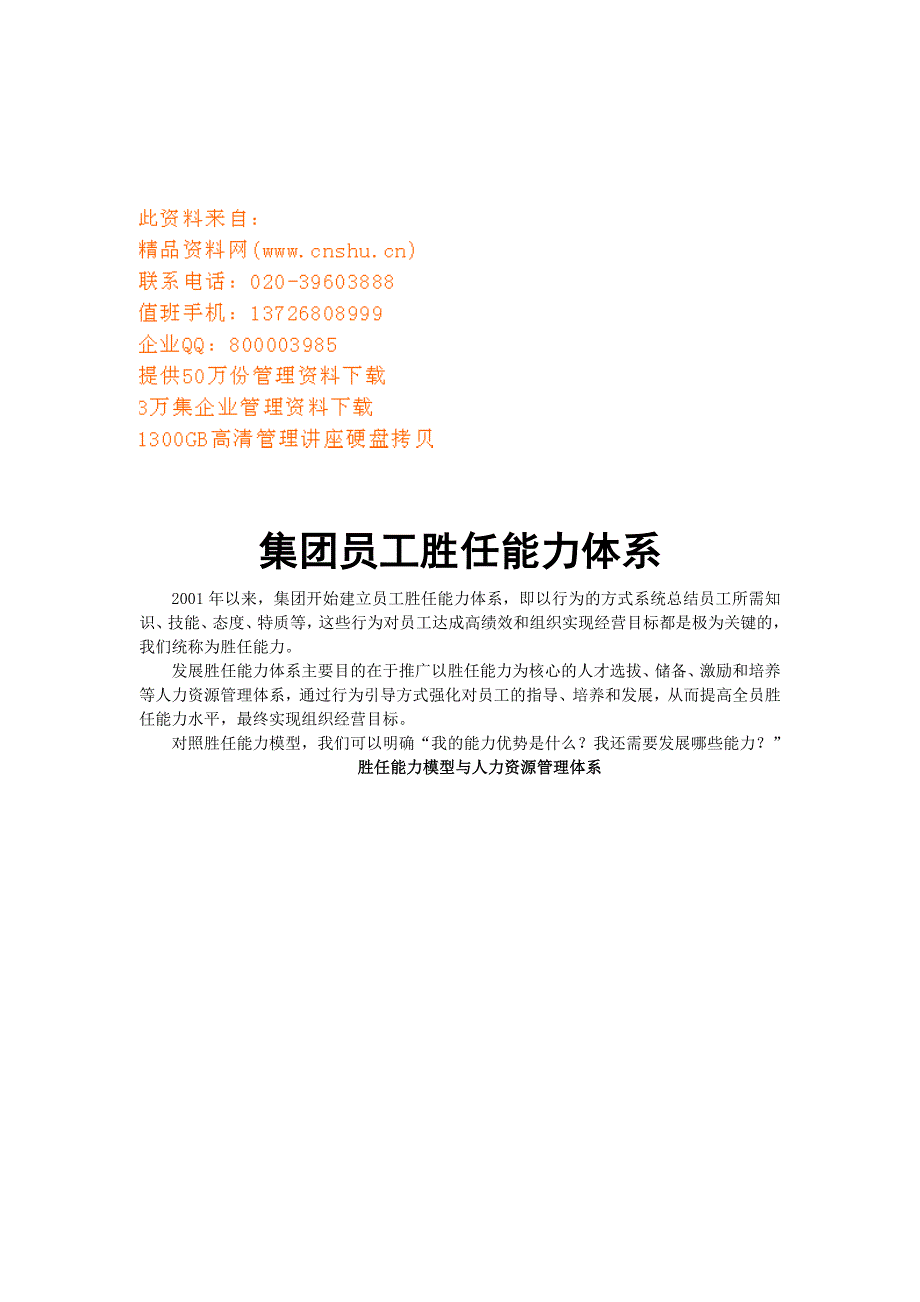 员工管理某集团员工胜任能力体系_第1页