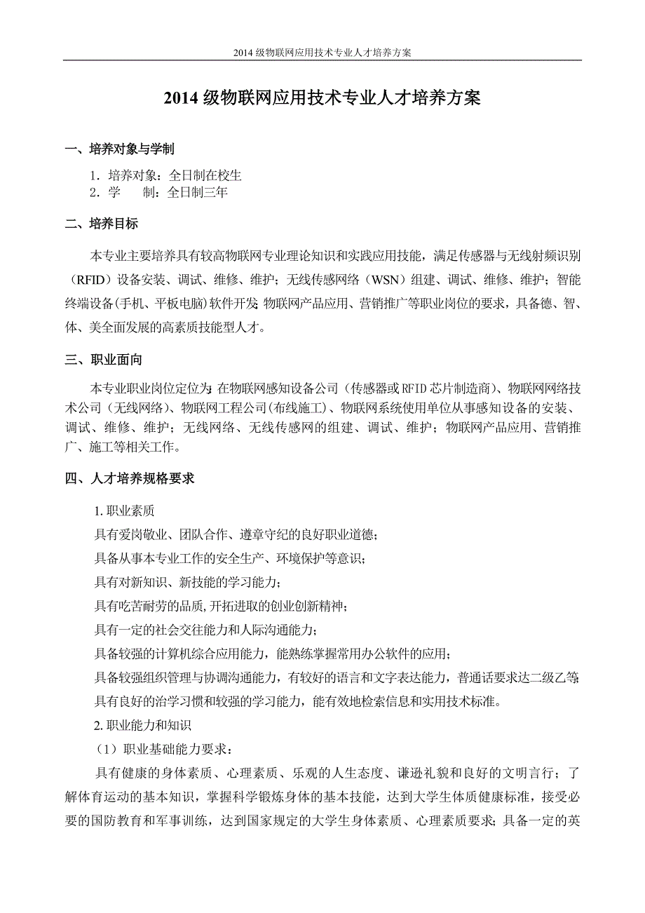 员工管理级物联网应用技术专业人才培养方案版_第2页