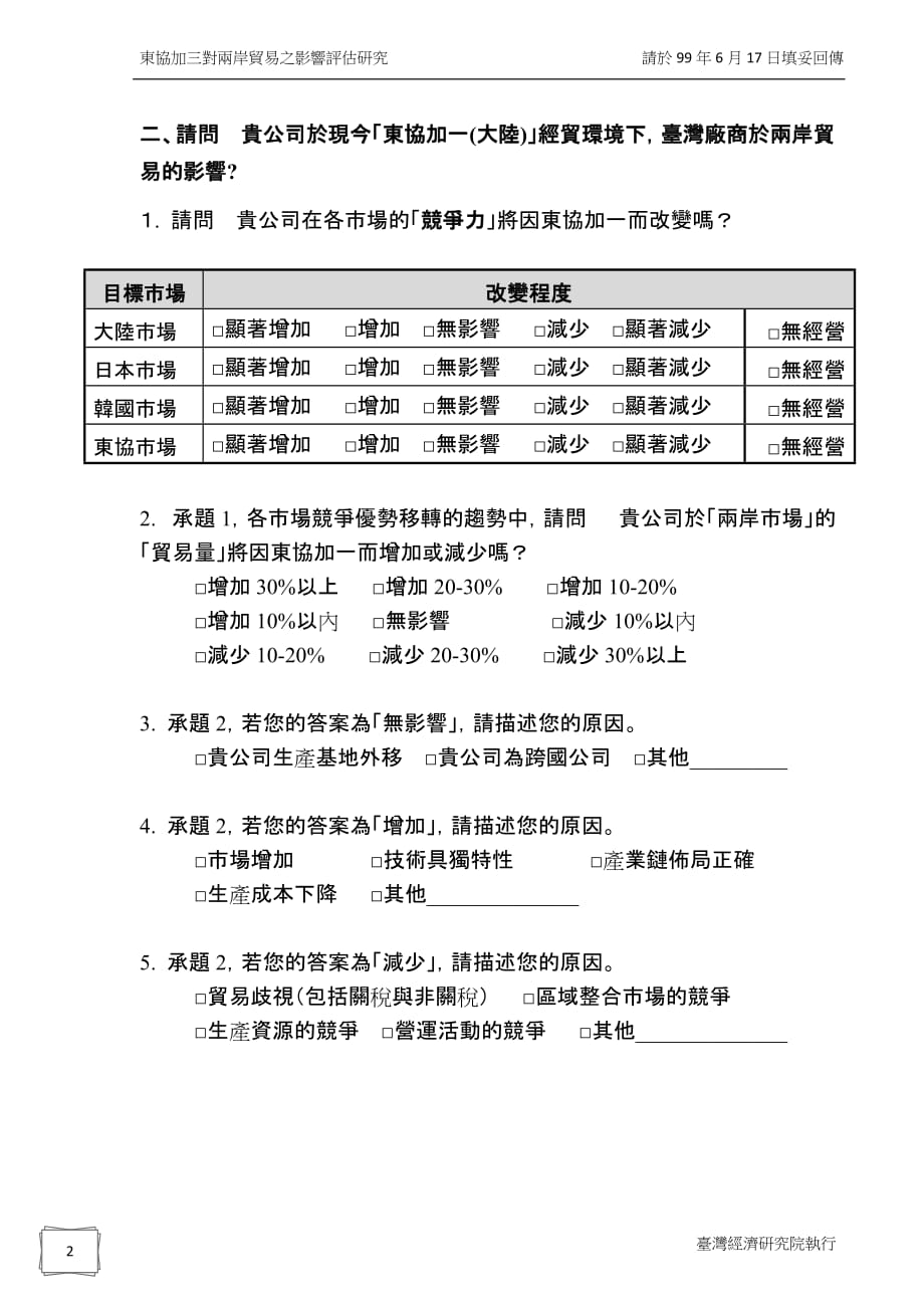 管理诊断调查问卷东协加三对两岸贸易之影响评估调查问卷_第2页