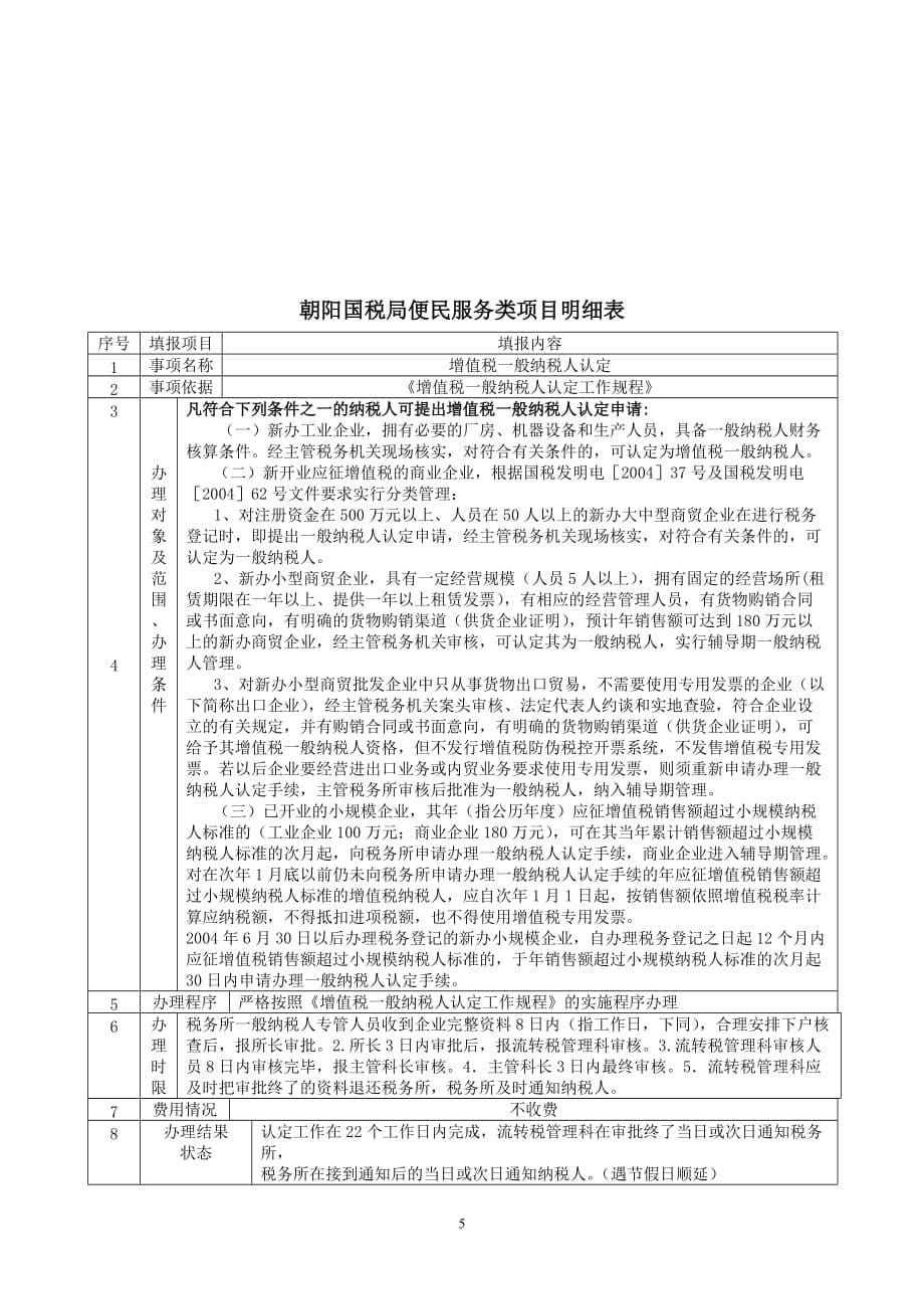 售后服务朝阳国税局便民服务类项目明细表_第5页