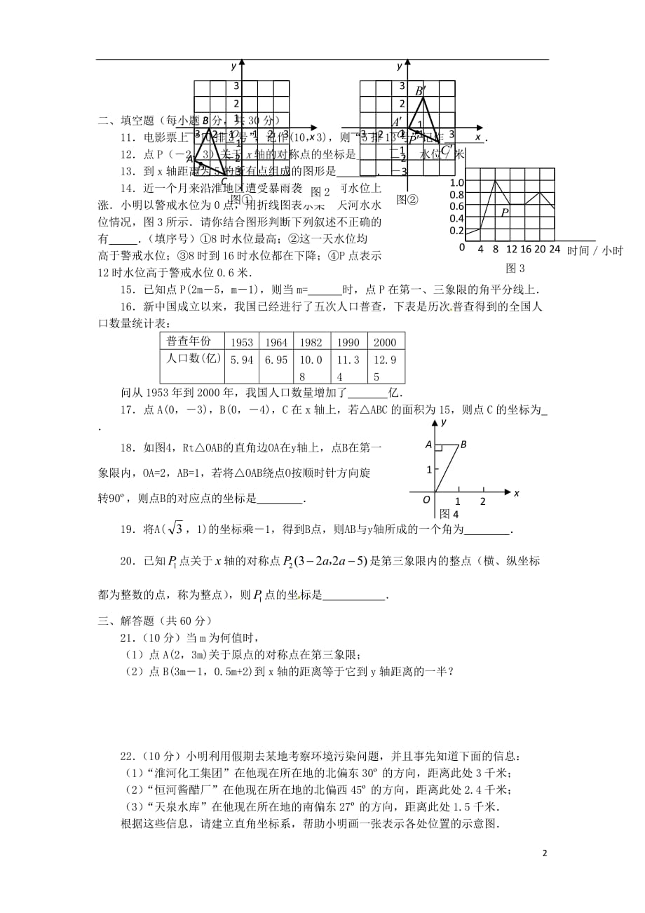 江苏省沭阳县八年级数学 第四章《数量、位置的变化》综合测试题.doc_第2页