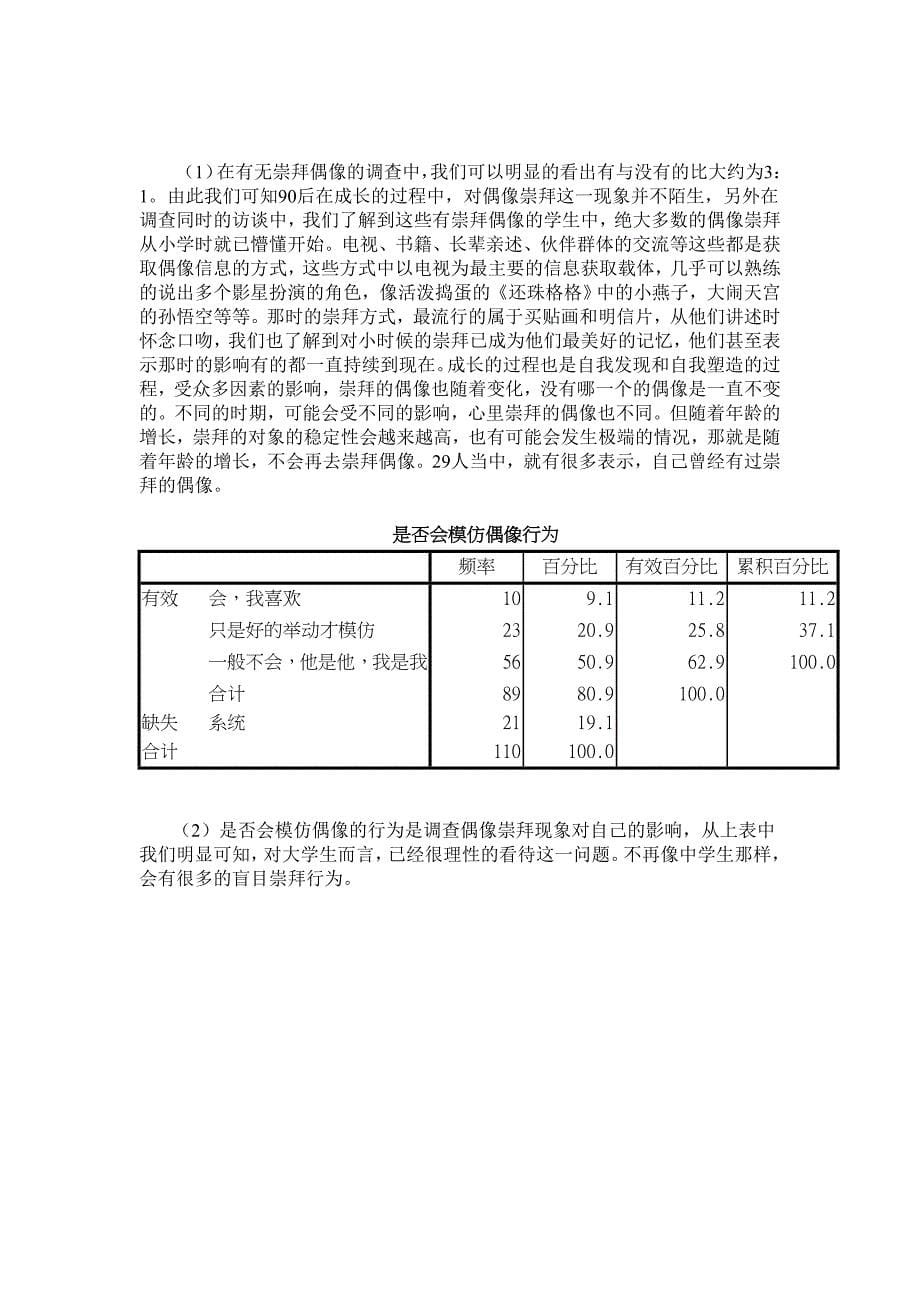 管理诊断调查问卷关于大学生偶像崇拜现象的调查分析报告_第5页